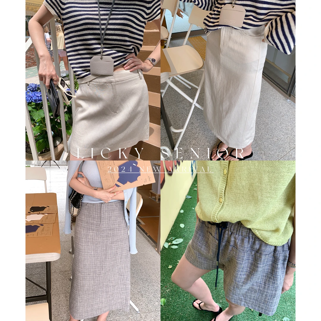 LICKYSENIOR Bi入！挚爱 亚麻半身裙/短裤女休闲气质夏季新款显瘦