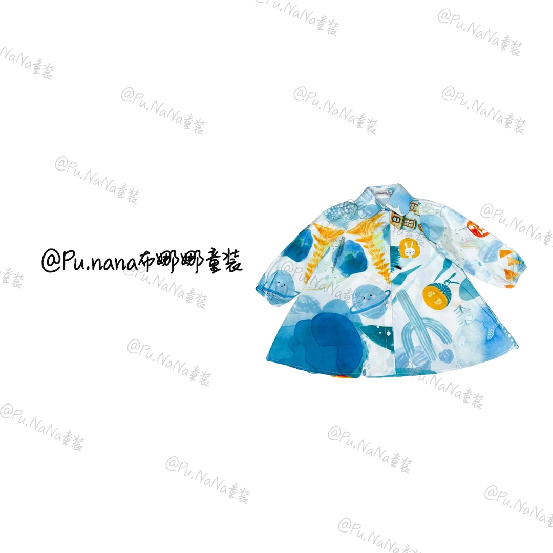 【大鱼海棠】女童设计师款秋款长袖连衣裙大童公主裙印花衬衫裙