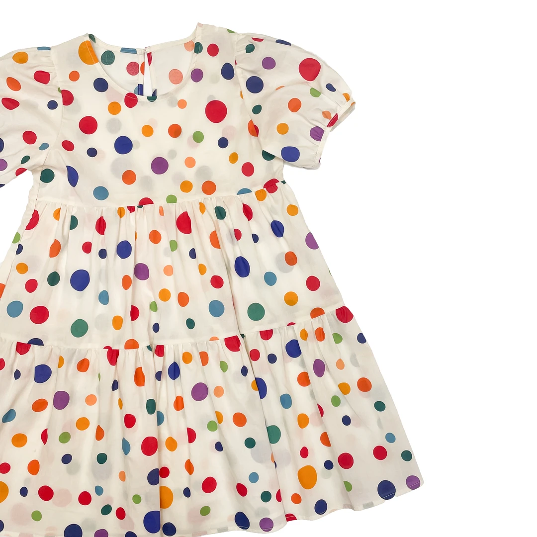多巴胺波点女童波点连衣裙夏季2024中大童韩式公主印花裙