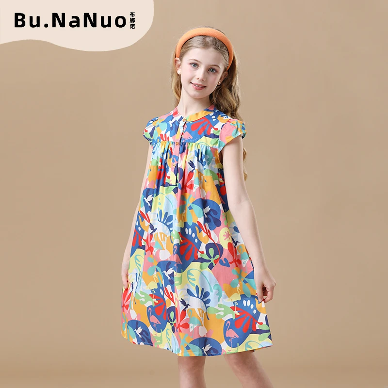 【鸢尾花】女童设计师款印花女宝碎花春夏背心无袖连衣裙a字宝宝