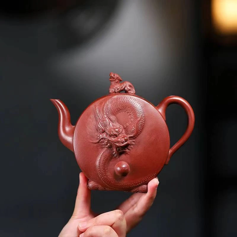 宜兴原矿手工紫砂壶家用送礼可养精品壶创意十二生肖祥龙戏珠茶壶