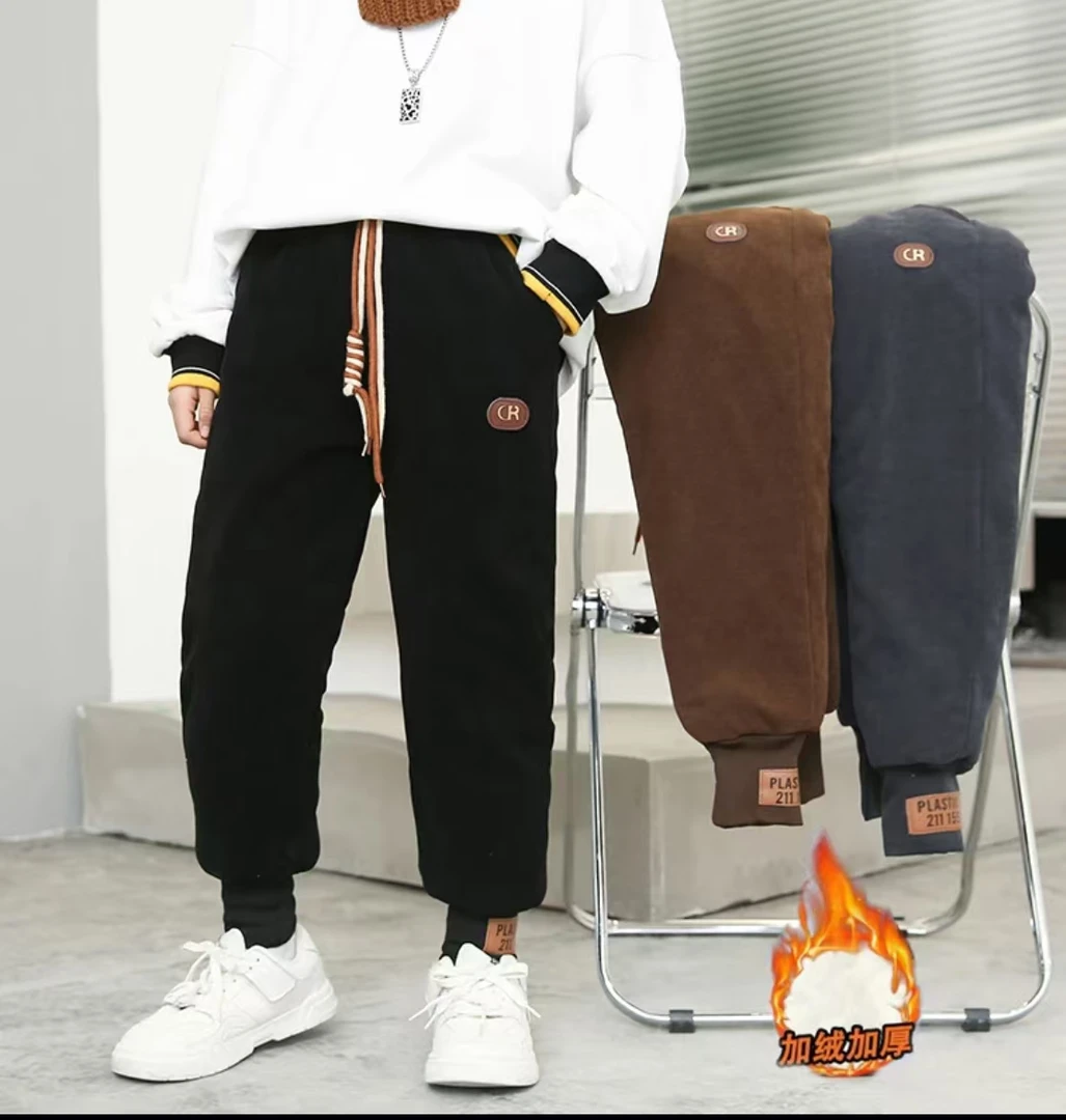 儿童新款冬季三层加绒加厚保暖棉裤一条过冬中大童裤子时尚洋气