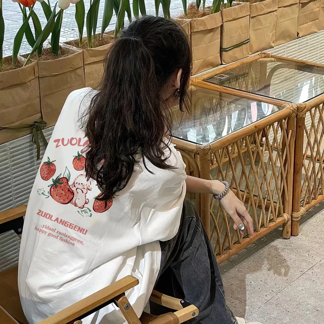 美系潮流字母短袖T恤潮ins夏季宽松情侣潮牌oversize上衣