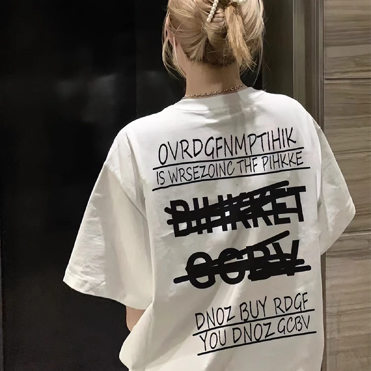 vintage复古短袖t恤女ins潮港风夏季国潮oversize又a又飒女装上衣