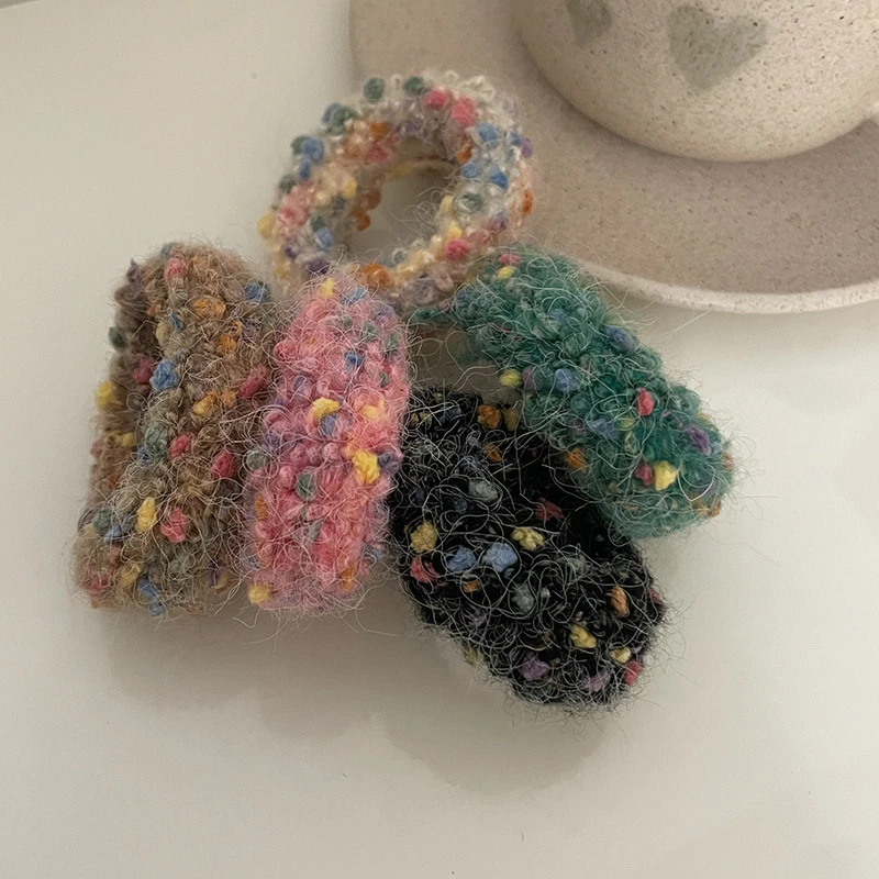 毛线小球球高马尾发圈发绳高弹力头绳发饰发绳头饰毛线毛线头绳女