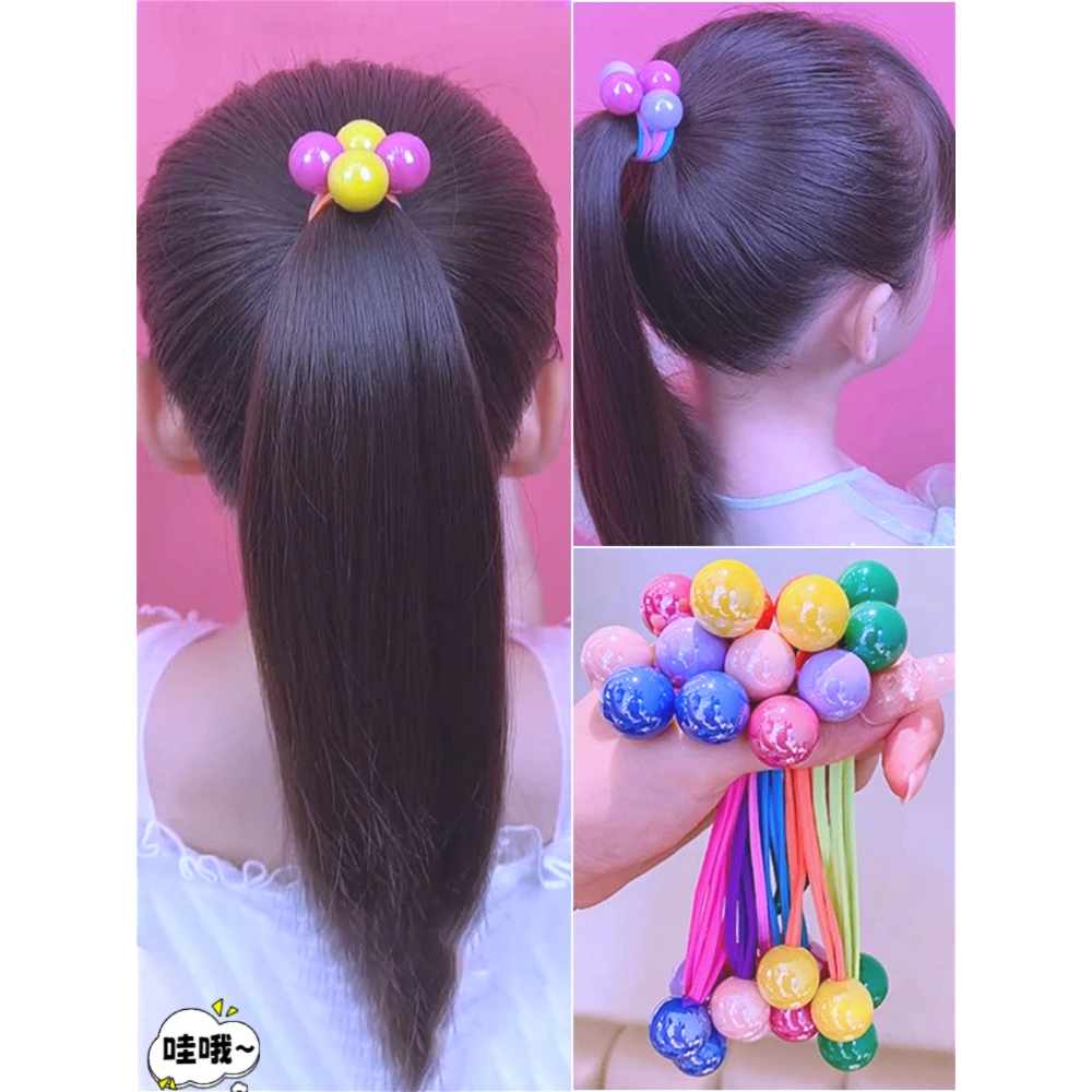 女童糖果色发圈双头绳皮筋植绒发绳宝宝扎高马尾不伤发高弹力发饰