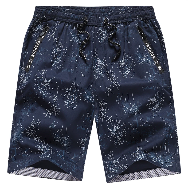 夏季潮牌时尚烟花印花五分裤男士拉链口袋沙滩裤薄款宽松休闲短裤