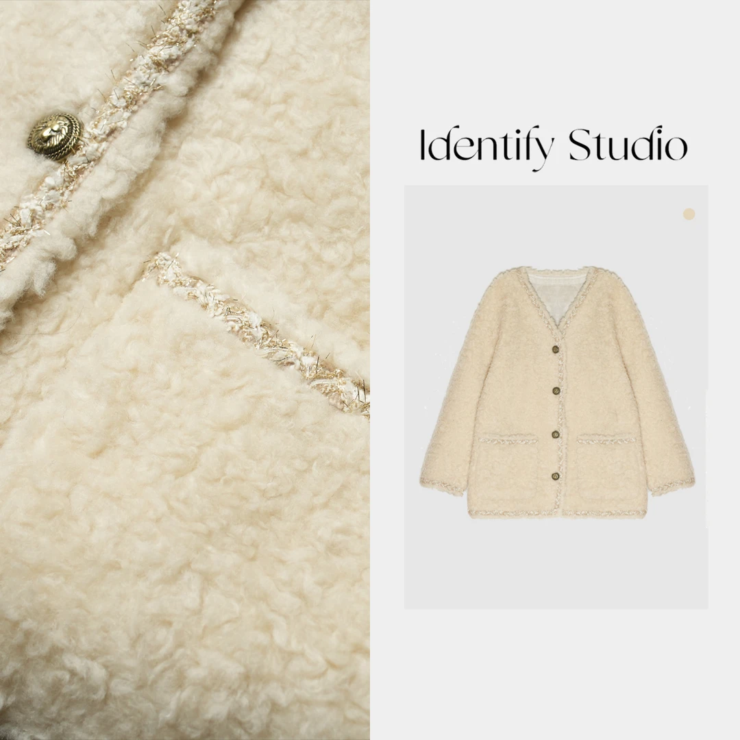 IDENTIFY香香“圈圈纱小香风外套”编织边秋冬外套时尚外套24AW