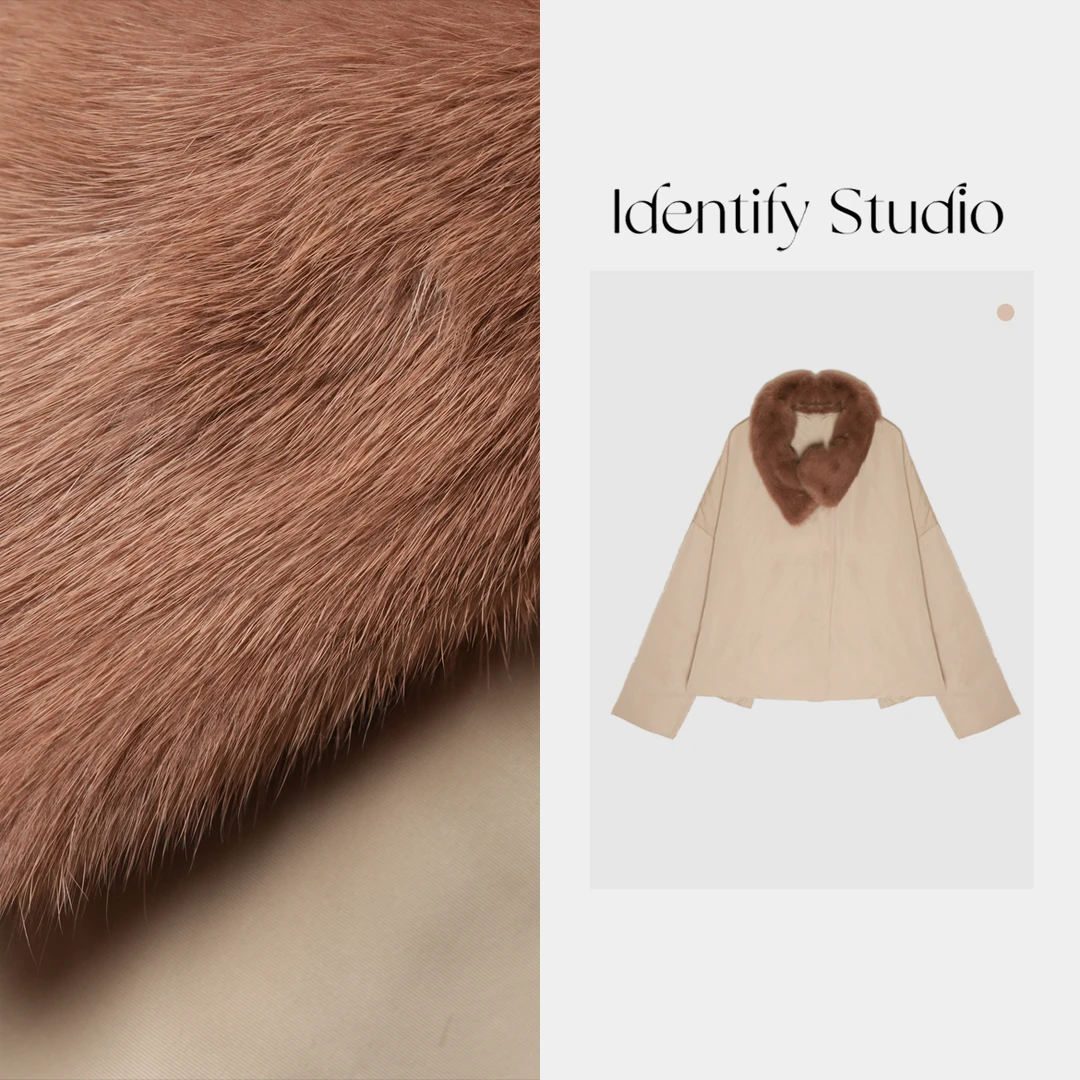 IDENTIFY香香“红棕毛领外套”秋冬百搭休闲保暖外套24AW
