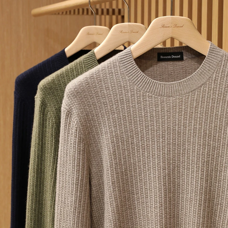 【240304035】重磅轻暖 云柔感羊毛羊绒男士秋冬圆领毛衣针织打底