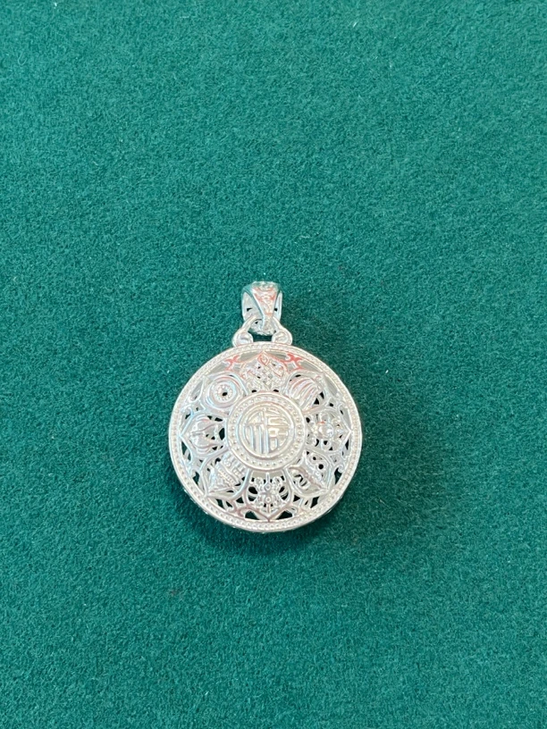 吊坠足银 时尚简约足银八宝罗盘吊坠