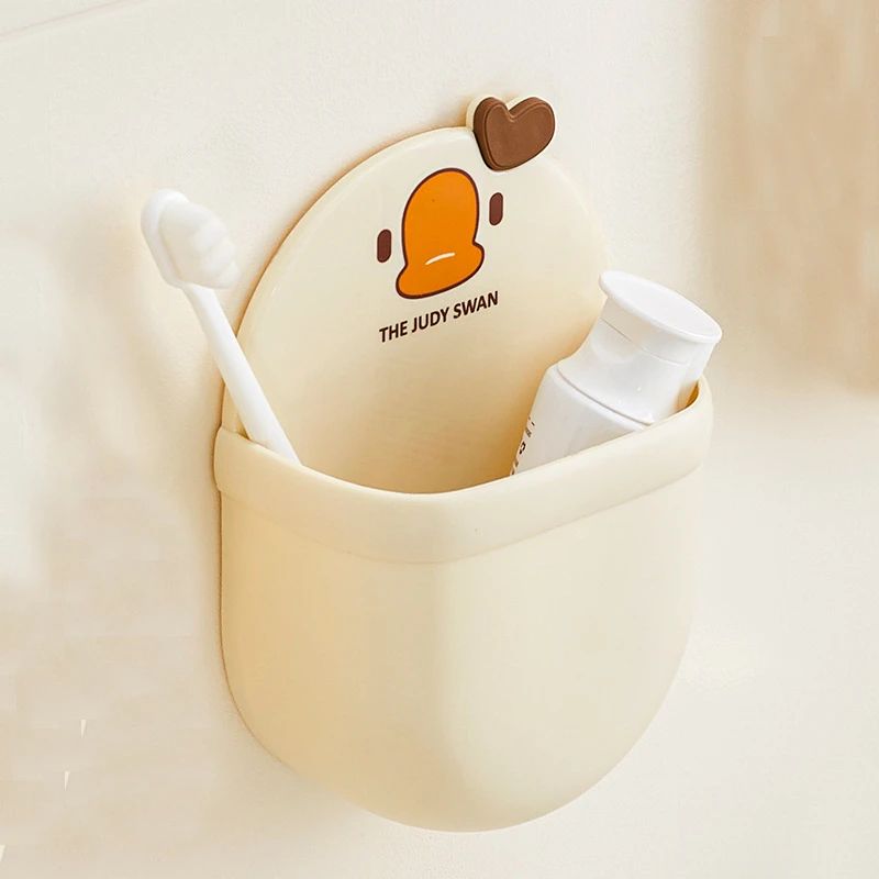 创意卡通家用置物架免打孔浴室壁挂式梳子收纳盒牙膏牙刷筒收纳架