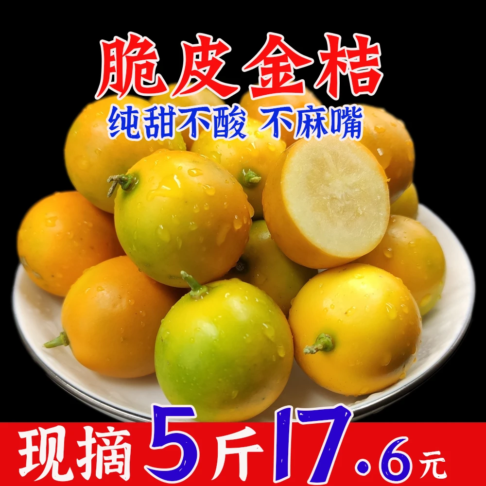 【5斤包邮】广西脆皮金桔纯甜桂林小金橘新鲜水果优质融安滑皮金桔