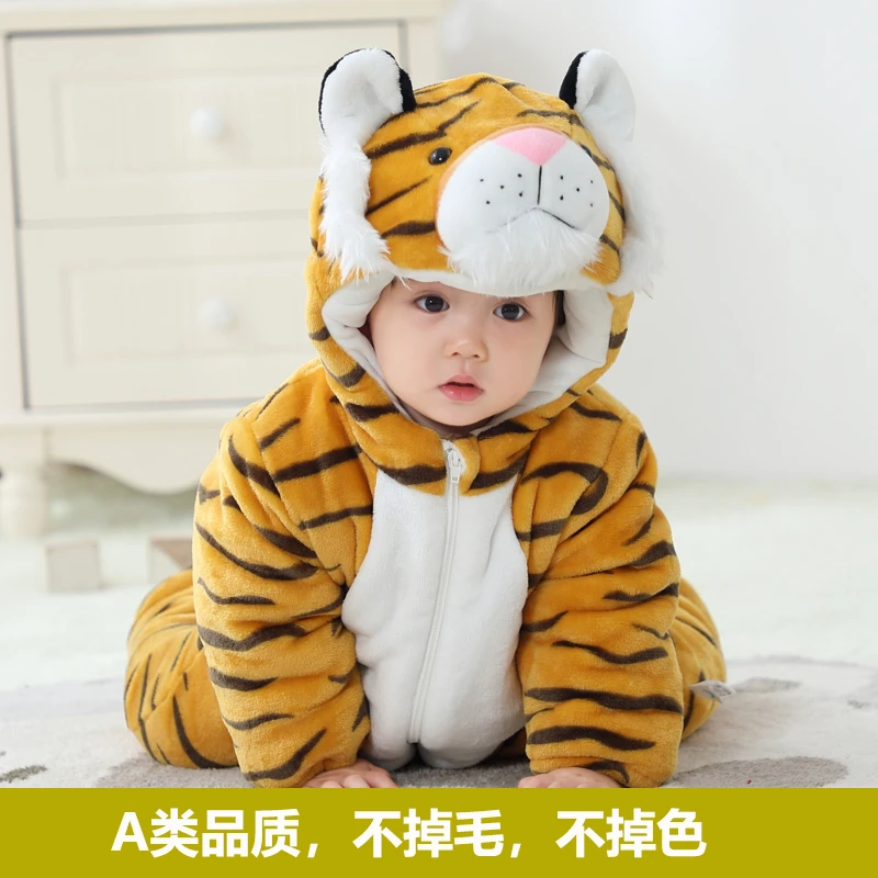 网红婴儿衣服秋冬装连体衣宝宝冬季加厚外出抱衣可爱超萌动物爬服
