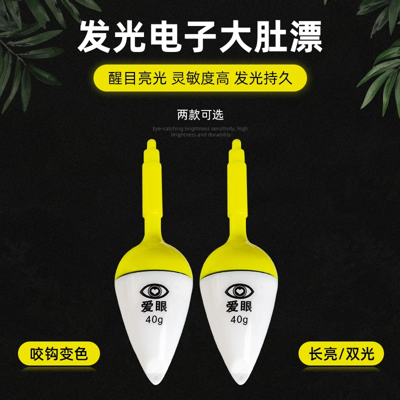 电子大肚漂发光吃铅40G浮漂大号灵敏度夜钓红绿夜光漂
