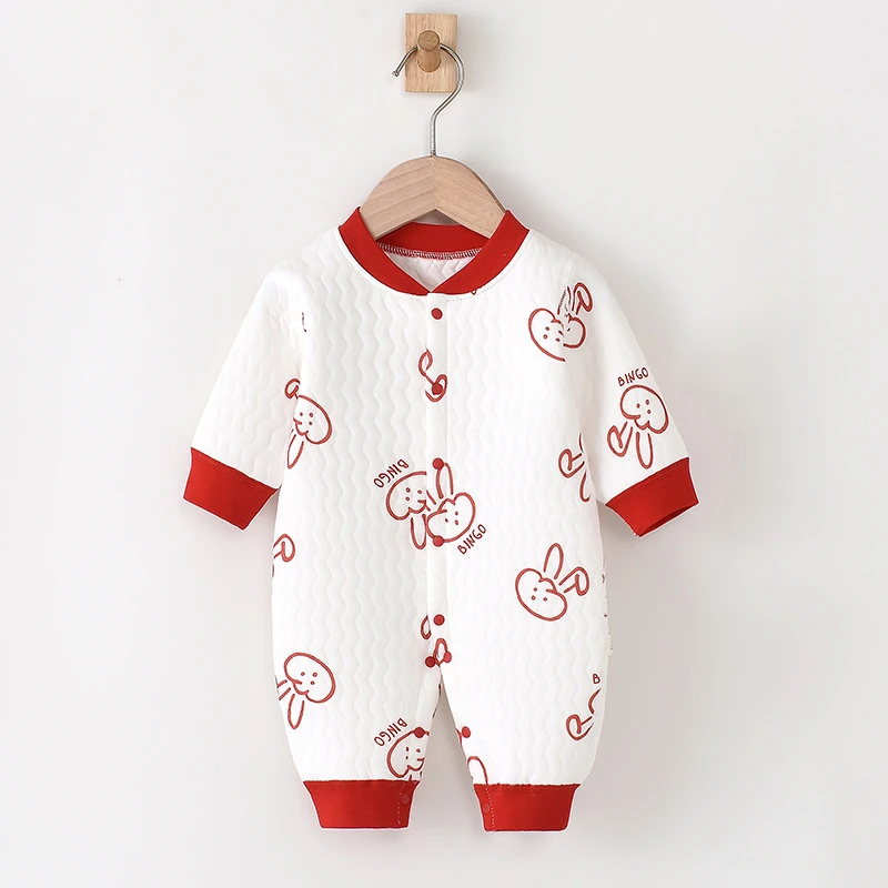 秋冬婴儿连体保暖中厚男女宝宝衣服纯棉新生儿哈衣爬服满月周岁春