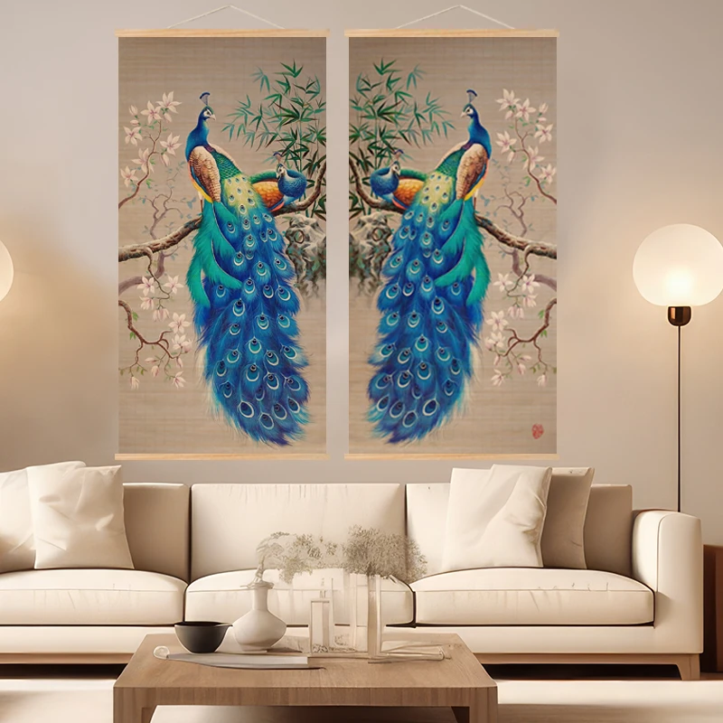 【春见孔雀】非遗竹画孔雀竹丝画玄关画环保装饰画新中式纯手工编织