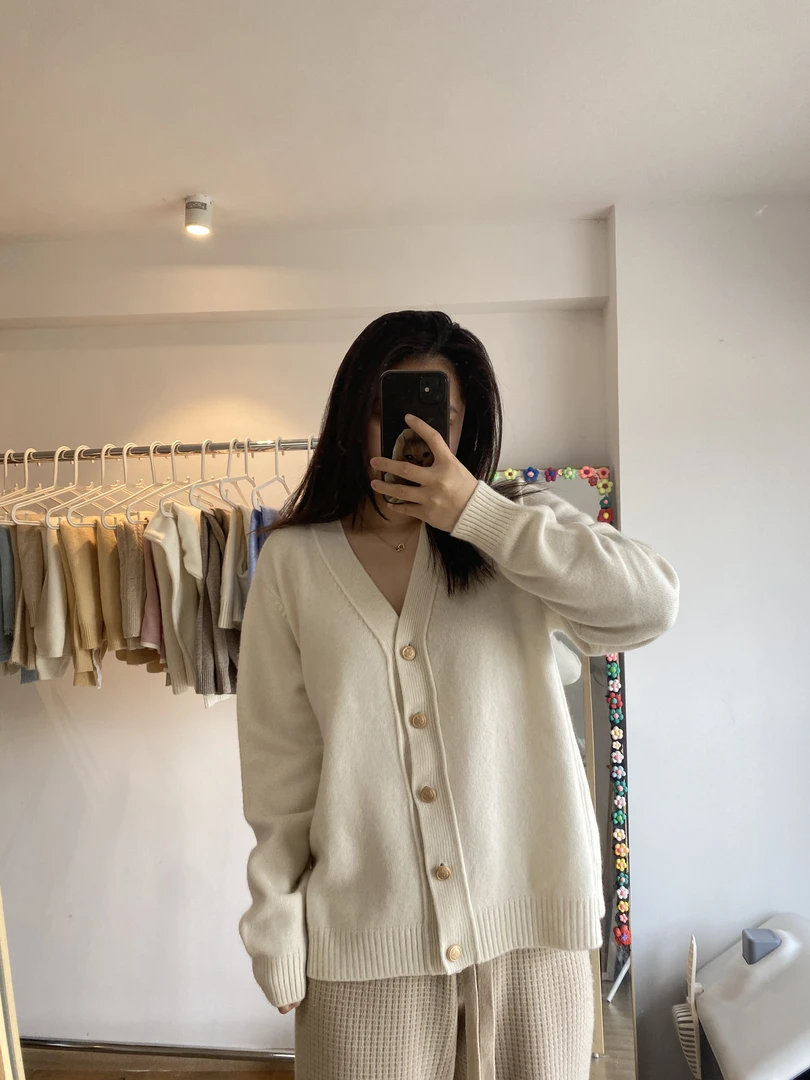 女士双股v领气质风全羊绒羊绒衫