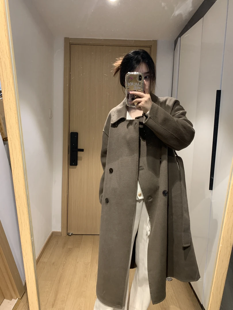【MOMO羊毛大衣】100纯羊毛早秋新款女士韩版长款宽松大衣