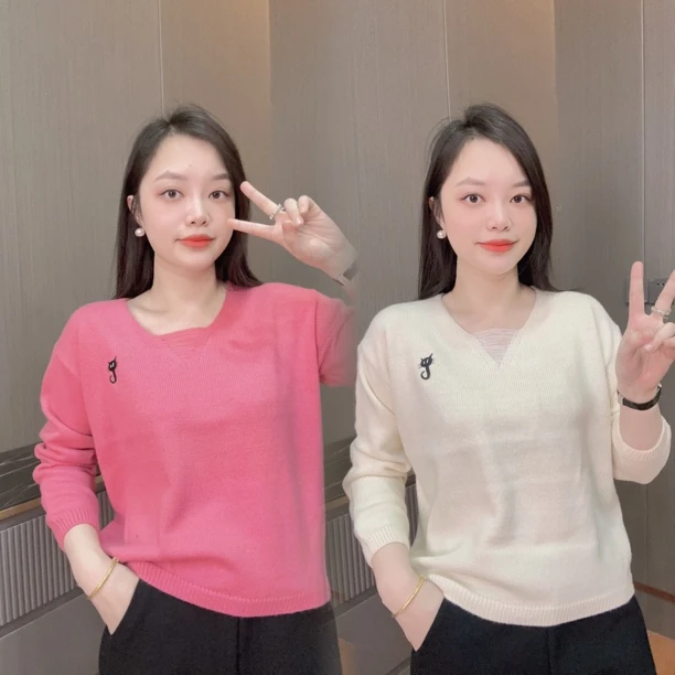 御妍婷5104韩版V领毛衣显瘦气质女款针织衫打底衣