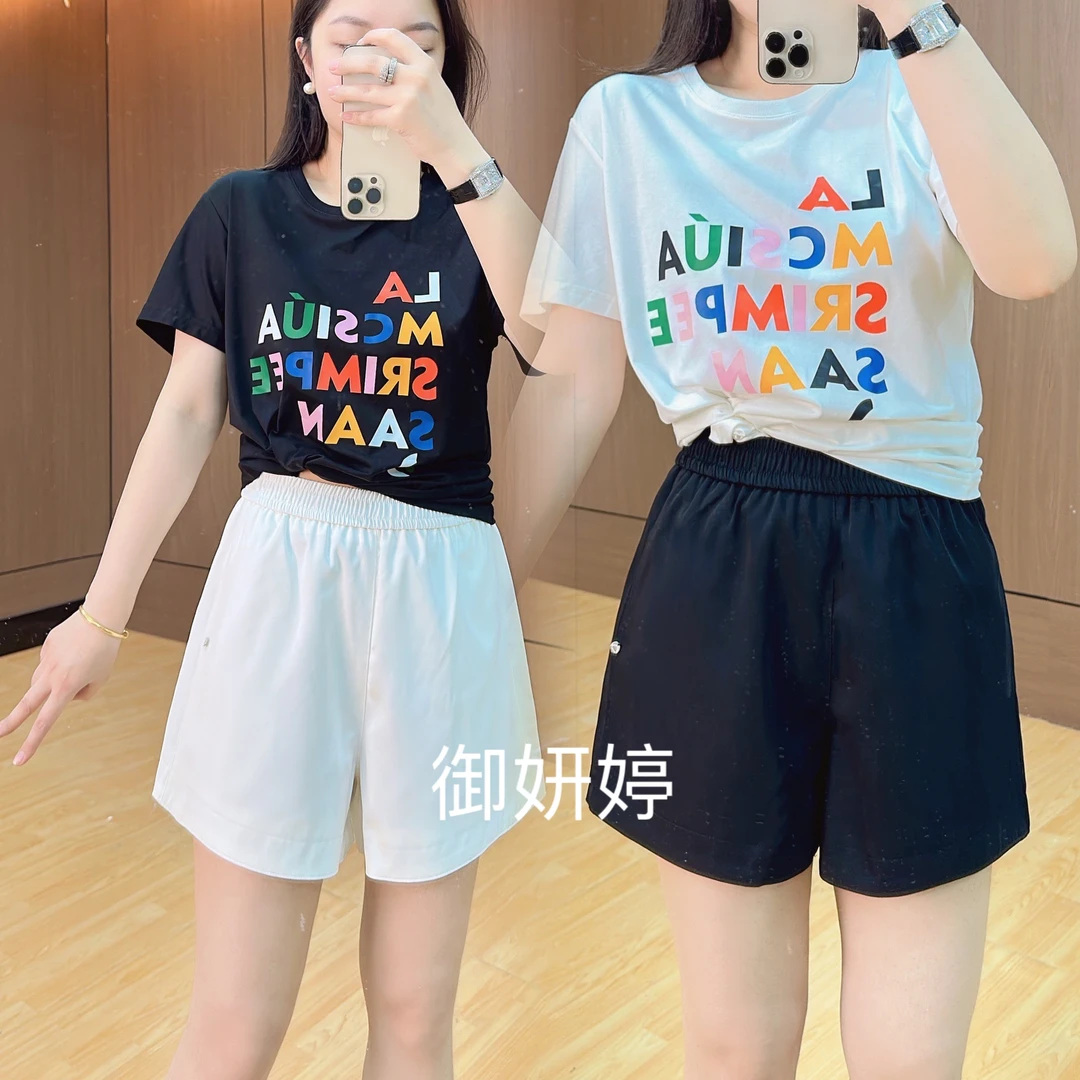 御妍婷9916休闲短裤A字版型松紧腰夏季西装黑色短裤百搭时尚白色