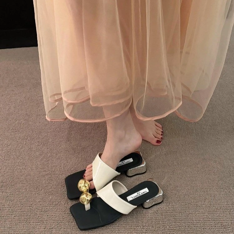 【叶子老板娘专属】小众粗跟套趾凉拖鞋仙女鞋