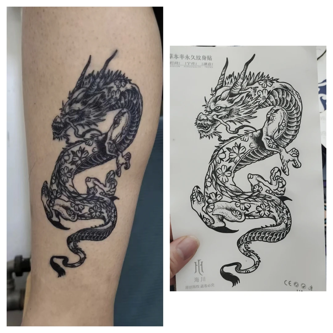 手臂小腿龙，买一送一11-18厘米，草本纹身贴画防水防磨不反光