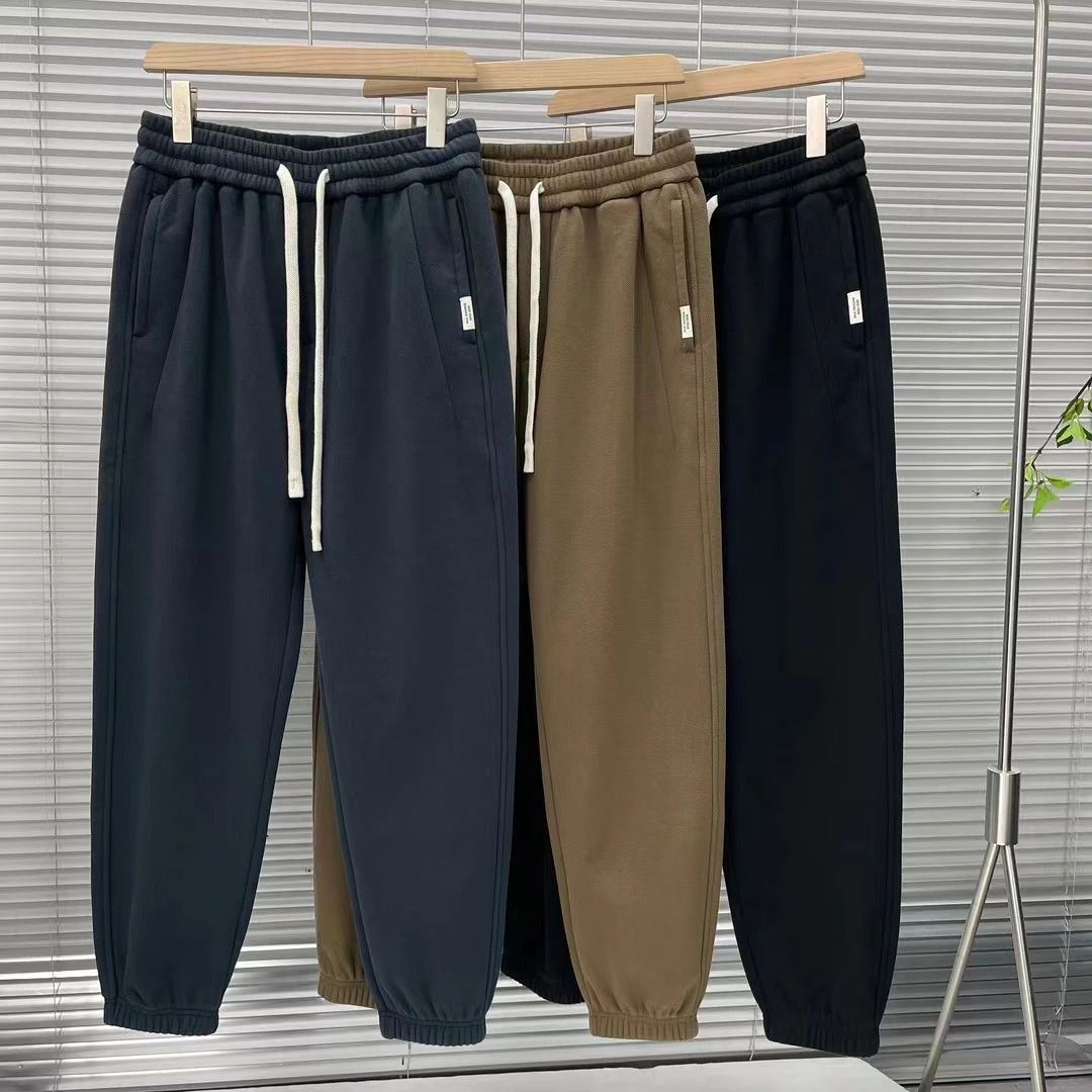 F5050-1高个（加长版）男士男款加绒加厚宽松版针织运束脚长裤