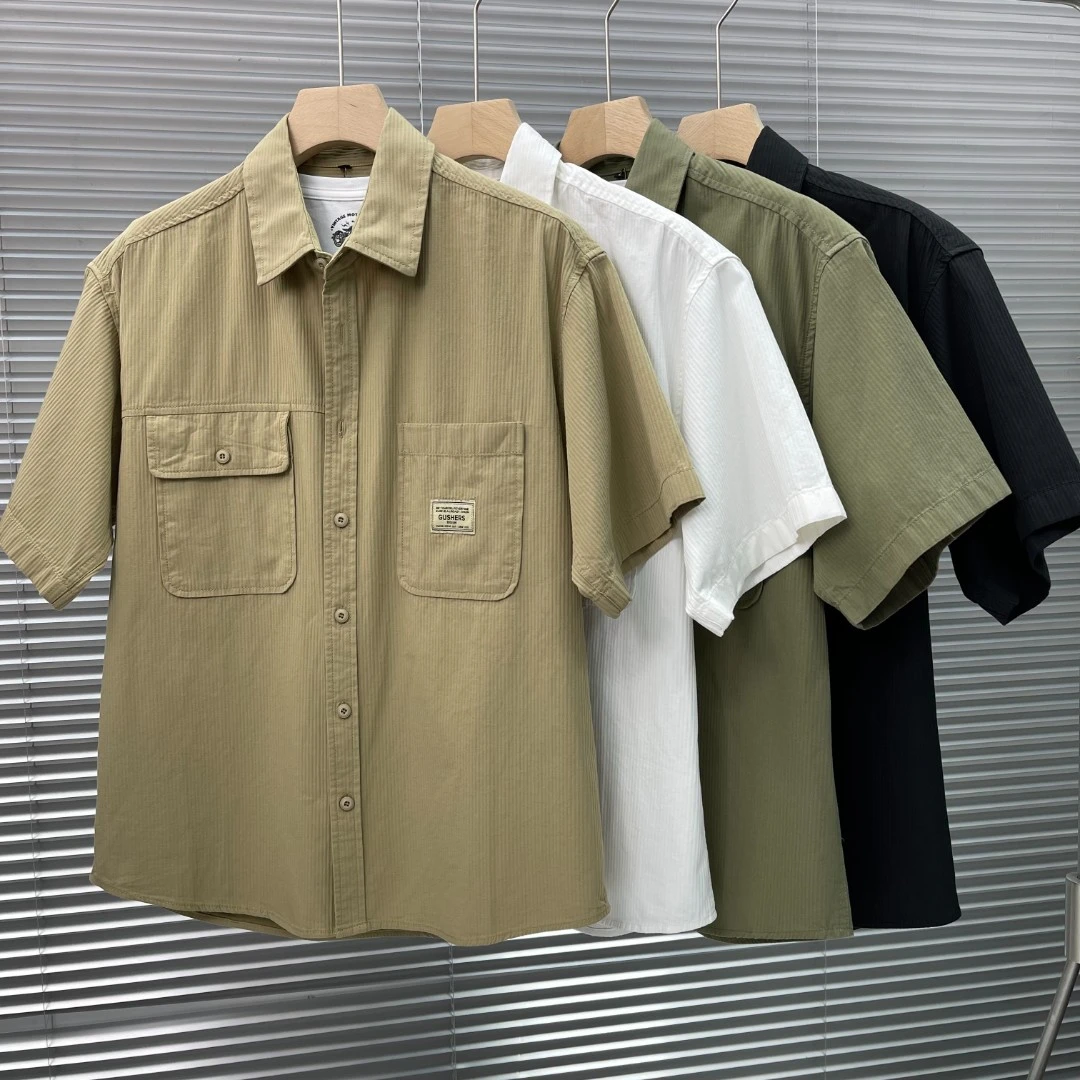 8630夏季新款工装洗水棉男休闲衬衫