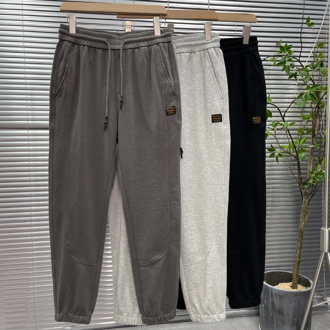 5550春秋新款菠萝纹潮牌针织棉弹力束脚男长裤