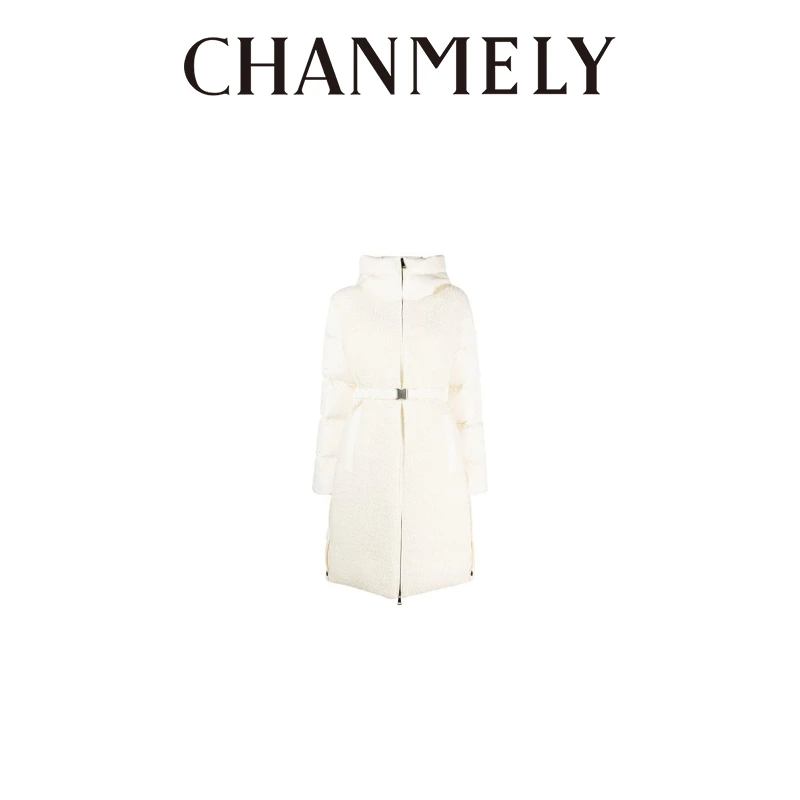 【CHANMITY】24/FW优雅温暖奶白收腰拼接保暖外套024210