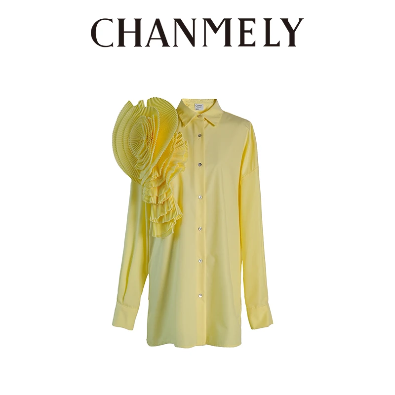 【CHANMITY】“花团锦簇”设计感立裁衬衫023021