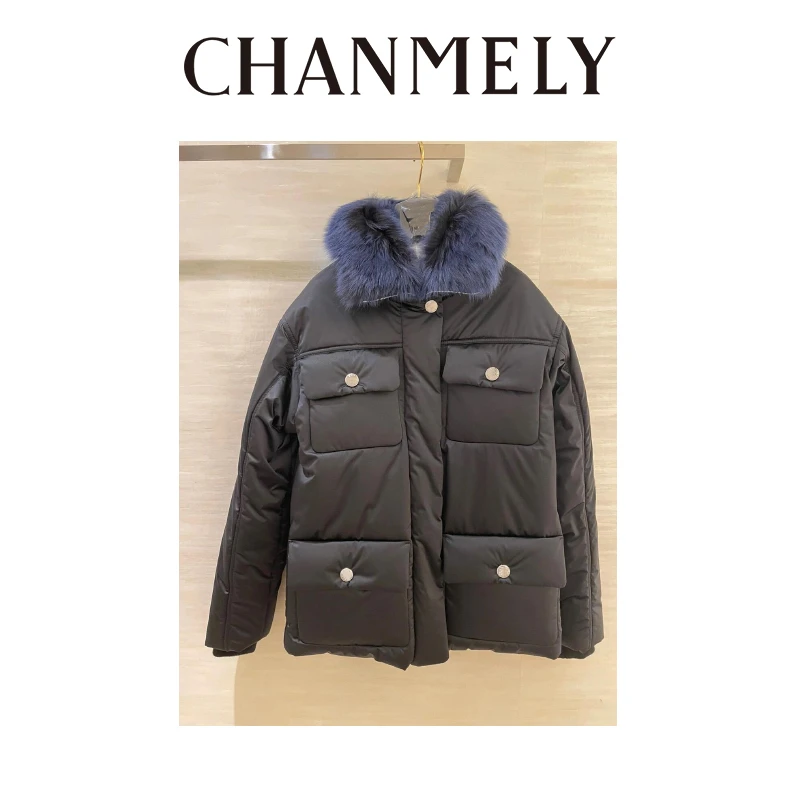 【CHANMITY】24/FW香风滑雪服系列毛领多口袋时髦长款外套0241245