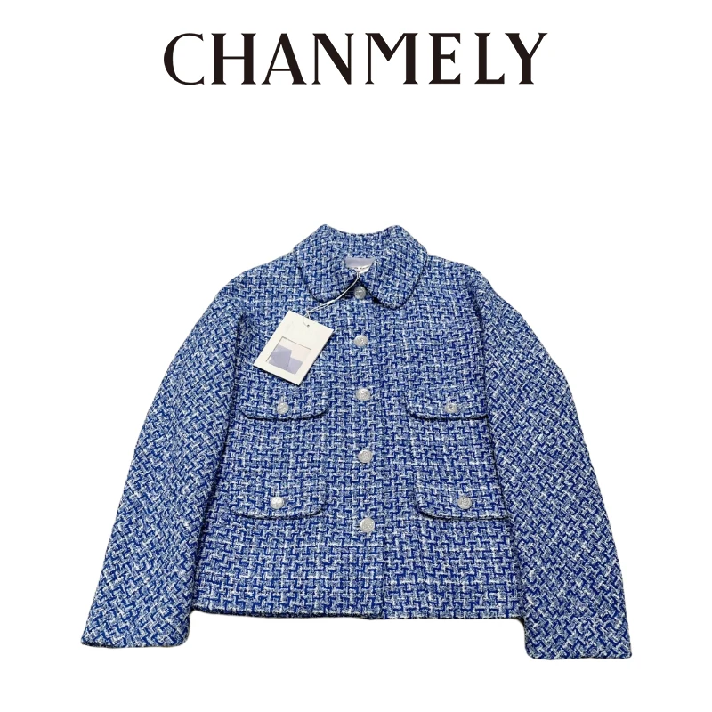 【CHANMITY】短款时尚小香风气质蓝色外套 023620