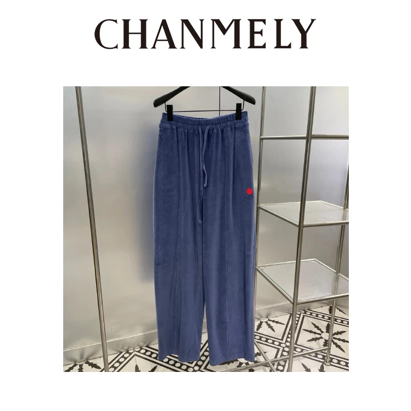 【CHANMITY】24/FW苹果微标阔腿显瘦抽绳休闲长裤卫裤 0241151