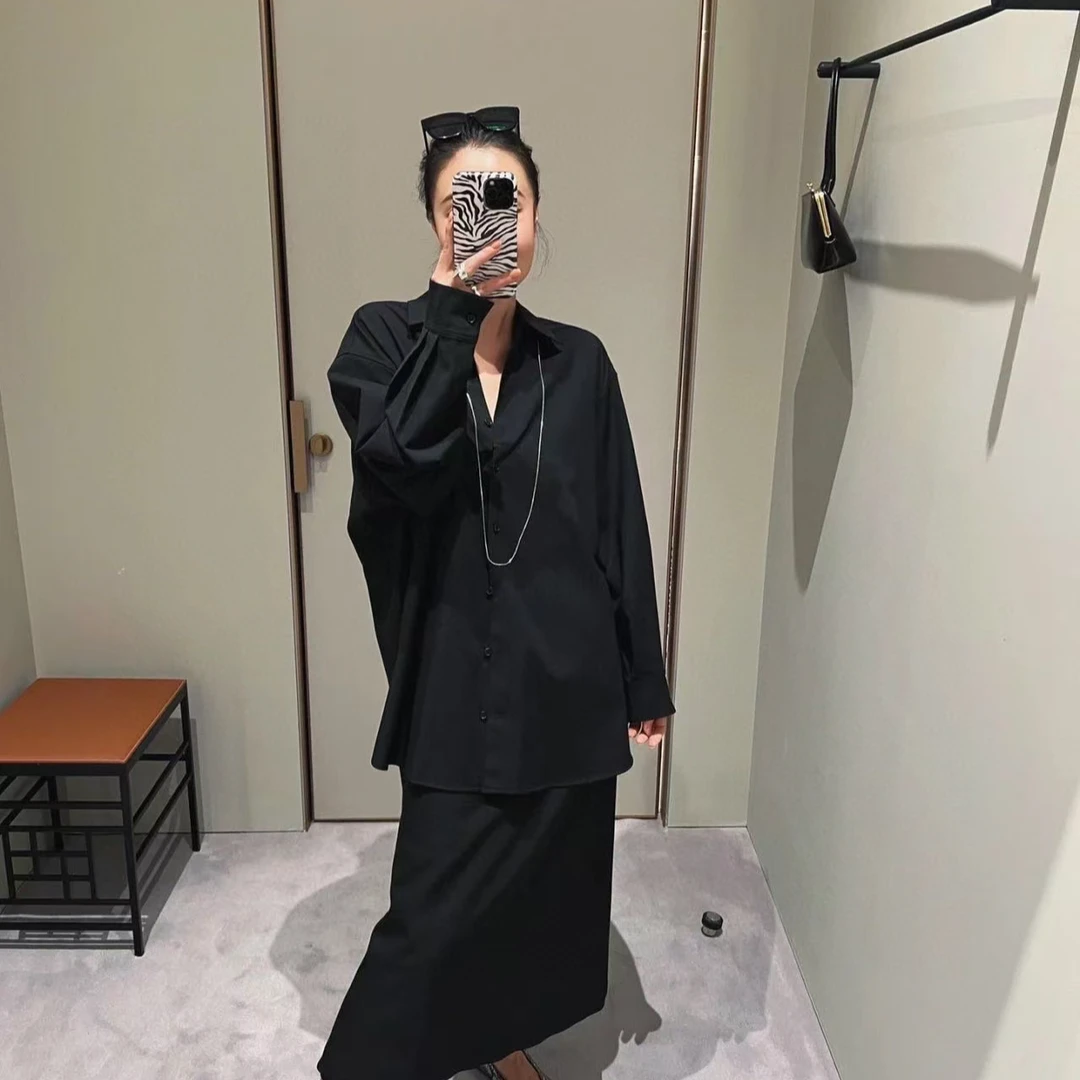 【CHANMITY】24/FW设计感时髦百搭高级极简羊毛衬衫 0241371