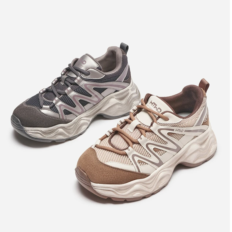 热风2024年秋季新款美式复古撞色老爹鞋小个子增高单鞋女H42W4342