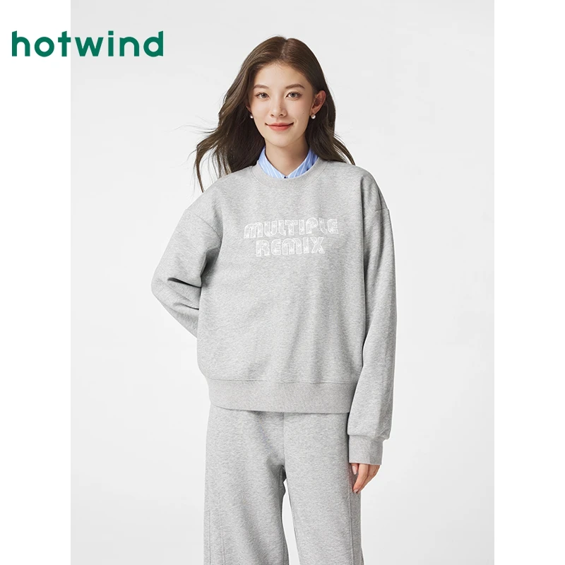 热风2025年春季新款女士亮闪圆领卫衣F20W25113