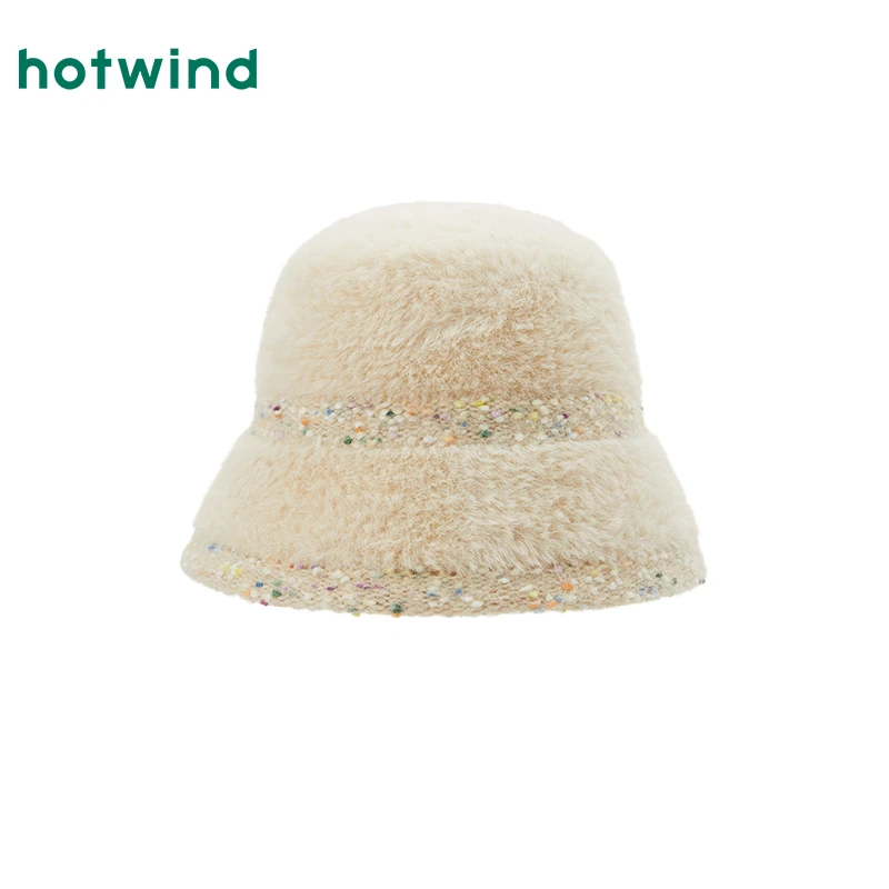 热风2025年春季新款女士彩条拼接绒绒盆帽P004W25100