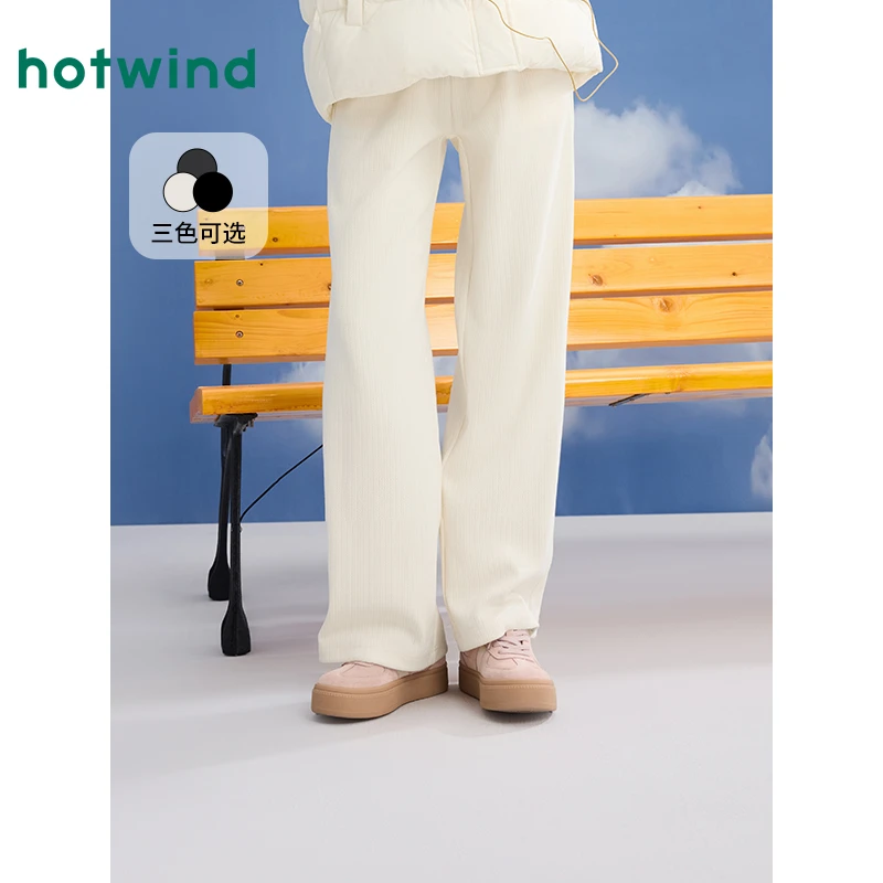 热风2024年冬季新款条绒休闲直筒裤运动通勤灯芯绒阔腿裤F28W4403