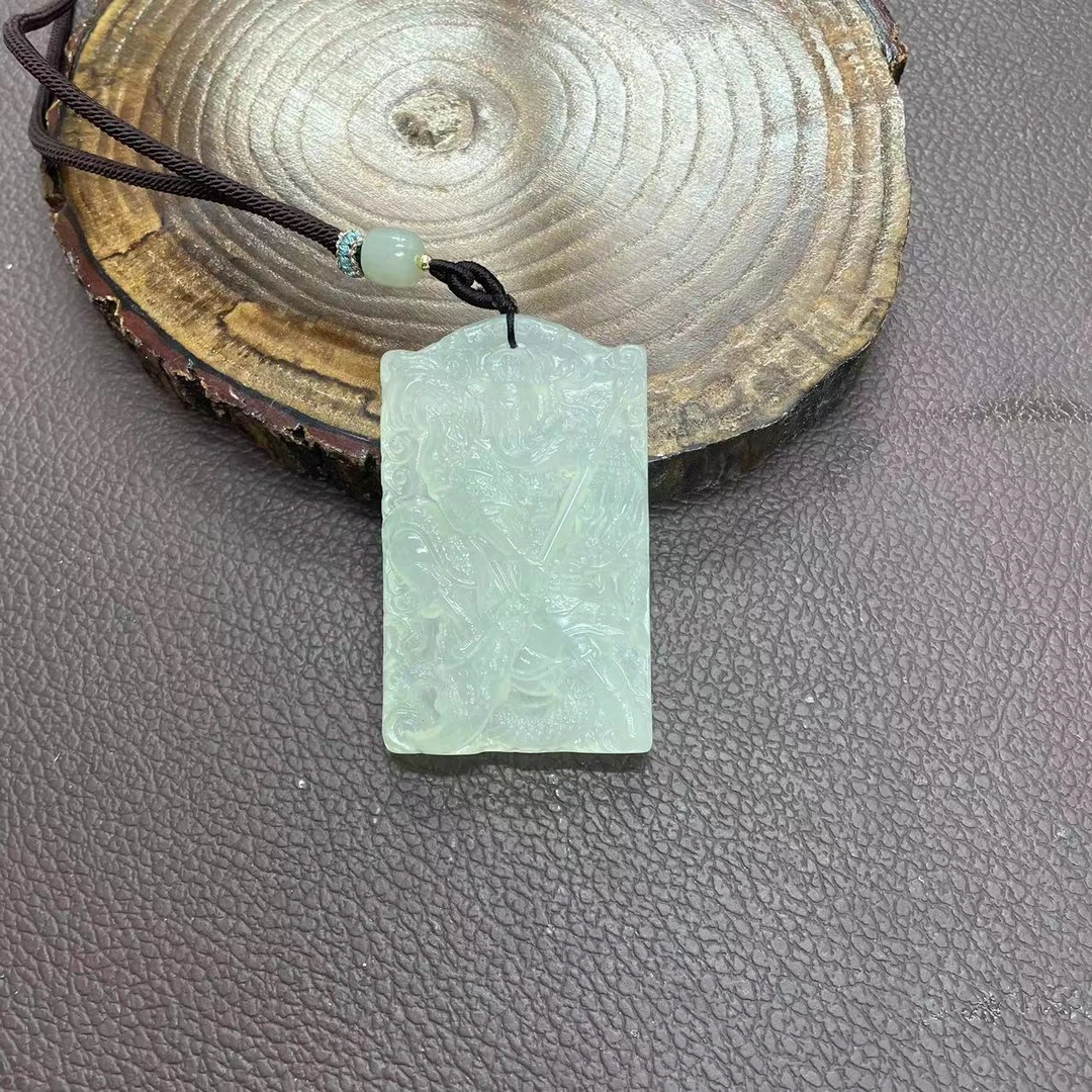 【天然岫玉】忠义关公御龙吊坠