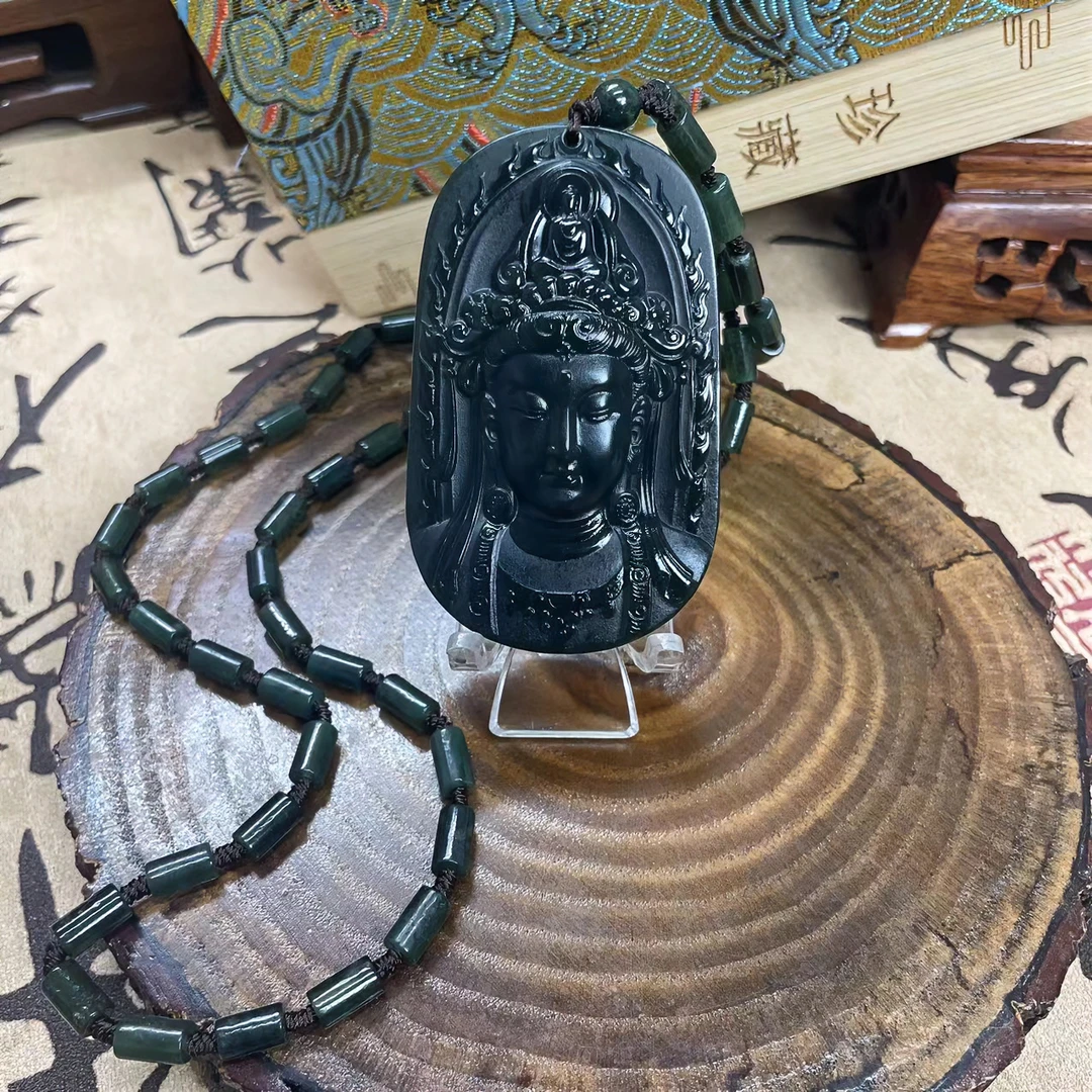 天然和田玉/度母观音头吊坠/法相尊严/精美工艺雕刻/男女同款