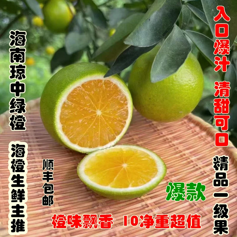 琼中益仁绿橙一级果礼盒装原产地直发10斤皮薄多汁清甜可口
