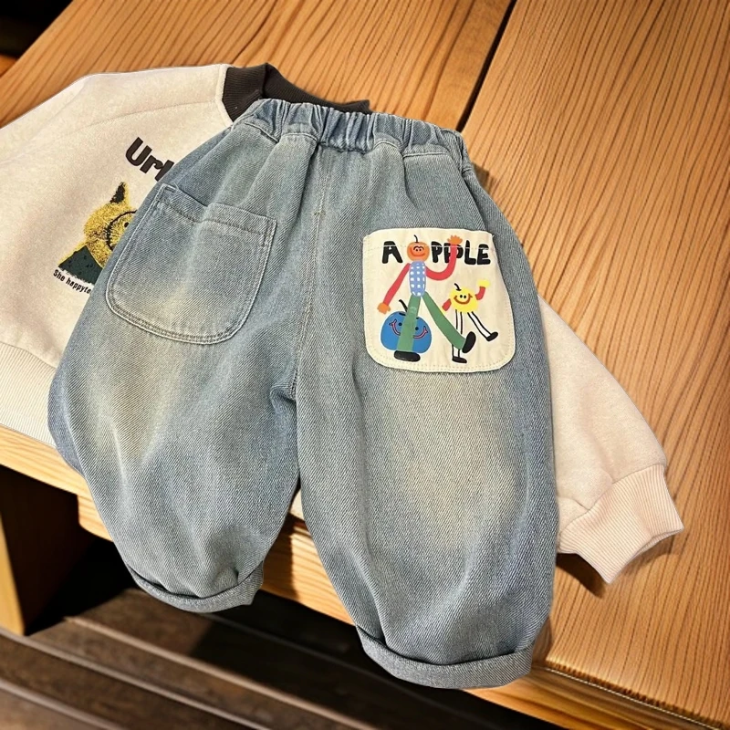 儿童牛仔裤春秋款新款儿童春季洋气外穿男女休闲裤老爹裤春秋6699