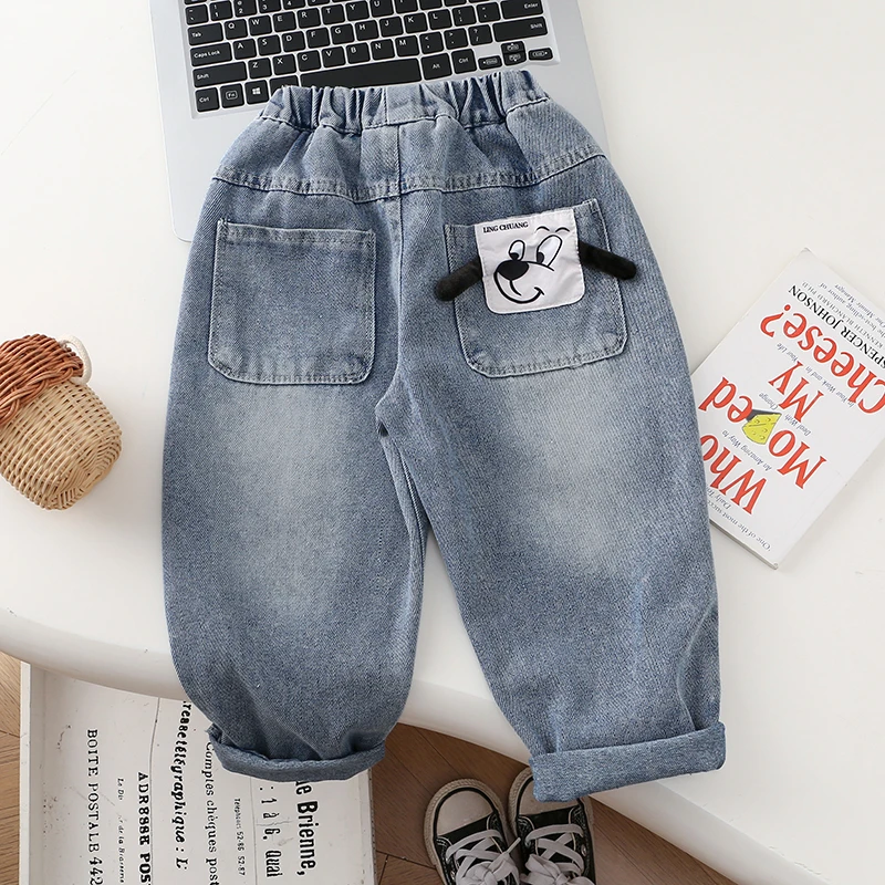 男童春秋牛仔裤2025春秋新款洋气立体狗国潮老爹裤宝宝休闲韩版