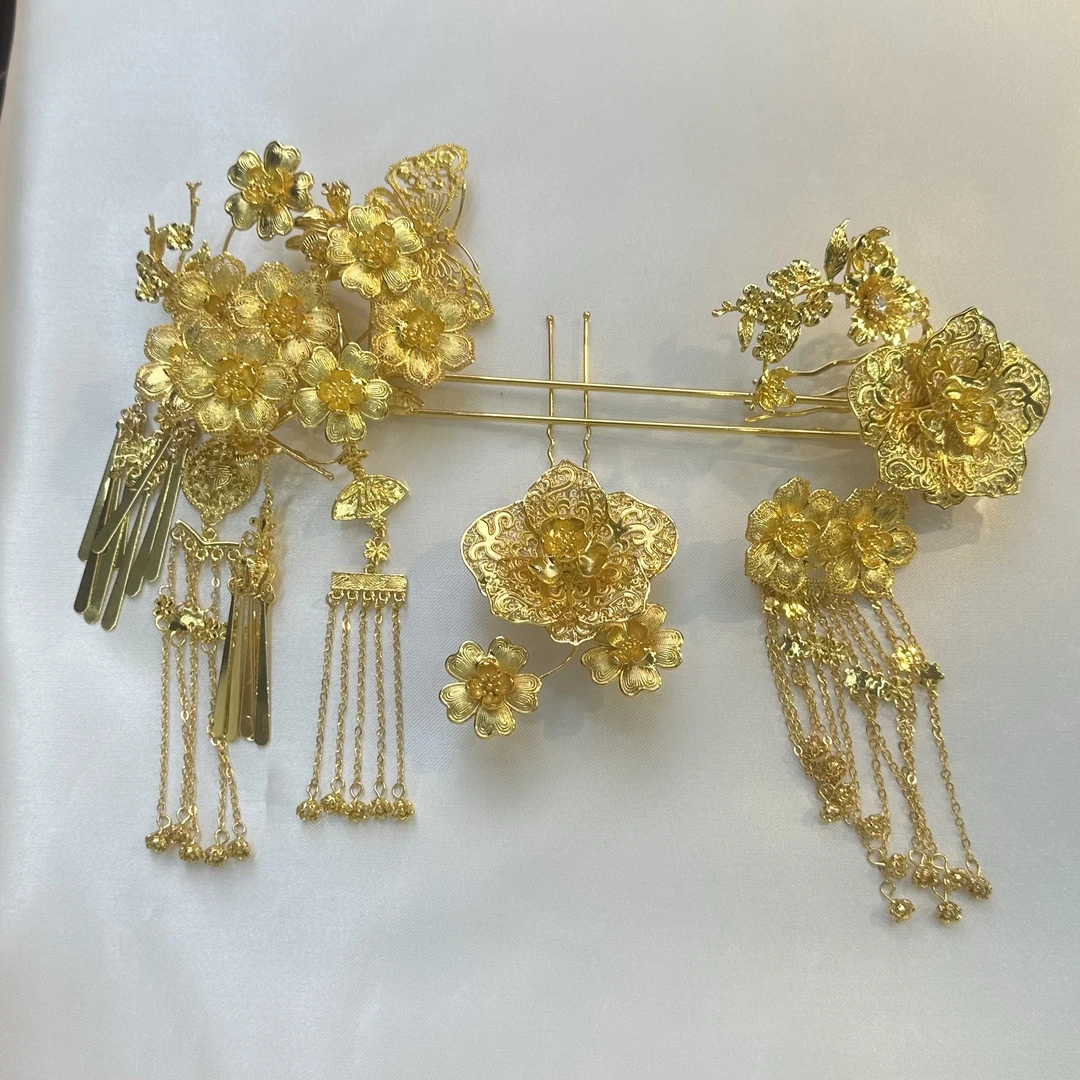 ETE ST2-12049新娘头饰 新款金色中式婚礼秀禾头饰 多件组