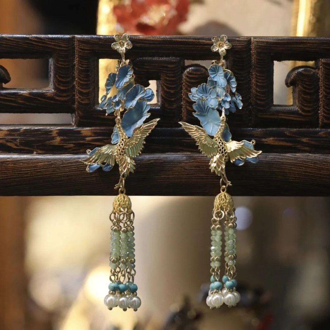 铜合金耳饰 ETE E2-10795新娘头饰 中式百搭耳饰 耳夹款