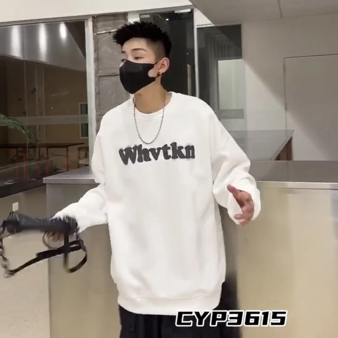 3615男女生潮牌卫衣圆领休闲百搭印花宽松秋季套头潮流时尚情侣装