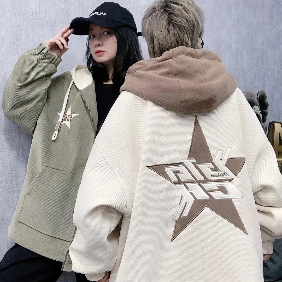 22727男女生潮牌连帽宽松情侣潮流休闲韩版长袖百搭春季外套上衣
