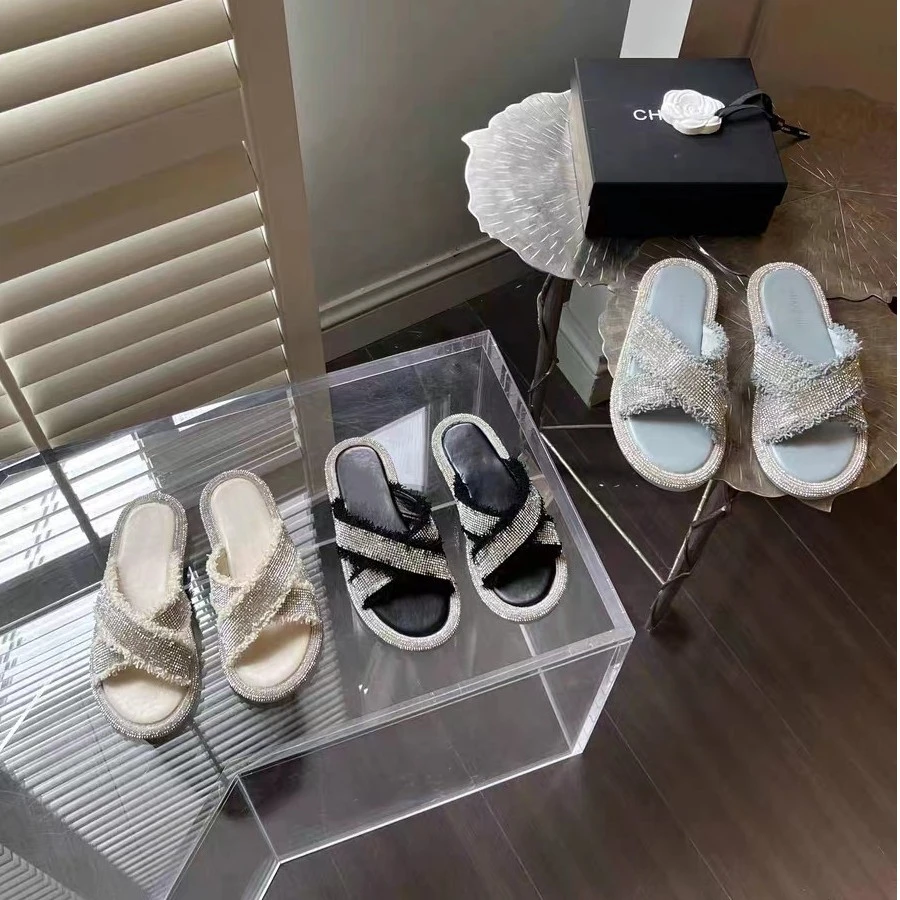 【二妹优选】拖鞋凉拖鞋水钻软底一字拖701---800